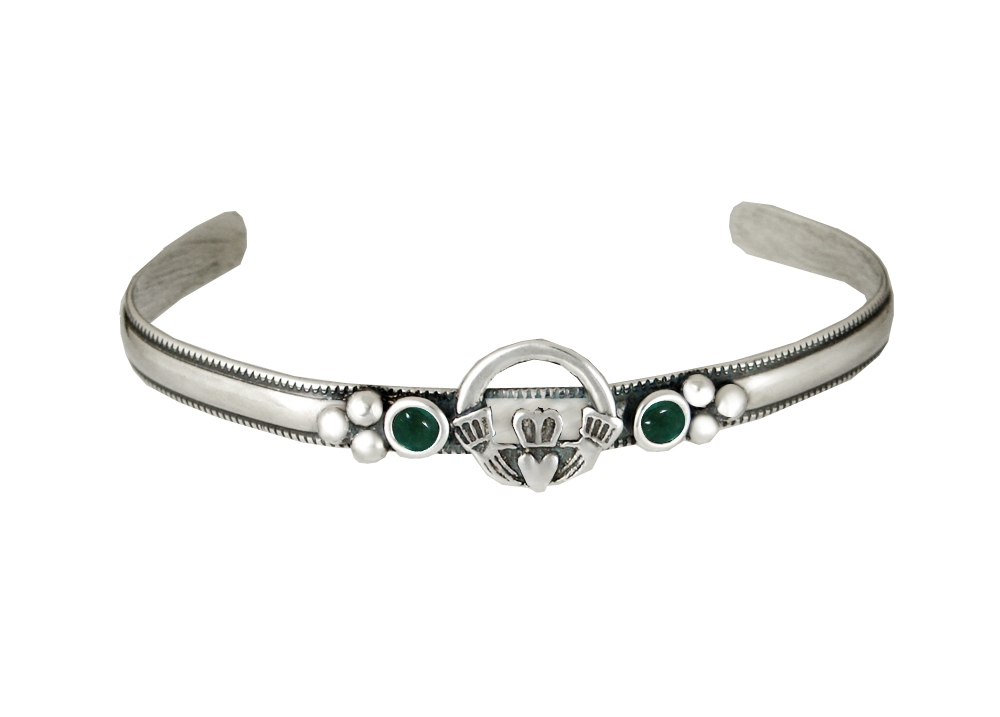 Sterling Silver Claddagh Cuff Bracelet With Fluorite